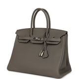 Pre-owned Hermes Birkin 35 Etain Togo Palladium Hardware