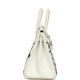 Custom "Dalmatian" Swarovski Crystal Hermes Birkin 25 White Epsom Palladium Hardware - Thumbnail View 3