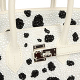 Custom "Dalmatian" Swarovski Crystal Hermes Birkin 25 White Epsom Palladium Hardware - Thumbnail View 8