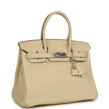 Pre-owned Hermes Birkin 30 Parchemin Clemence Palladium Hardware