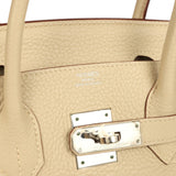 Pre-owned Hermes Birkin 30 Parchemin Clemence Palladium Hardware