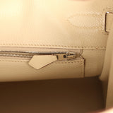 Pre-owned Hermes Birkin 30 Parchemin Clemence Palladium Hardware