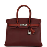 Pre-owned Hermes Birkin 30 Rouge H Sombrero, Epsom and Clemence Palladium Hardware
