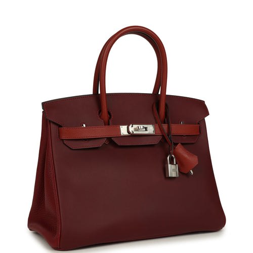 Pre-owned Hermes Birkin 30 Rouge H Sombrero, Epsom and Clemence Palladium Hardware