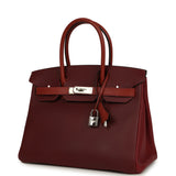 Pre-owned Hermes Birkin 30 Rouge H Sombrero, Epsom and Clemence Palladium Hardware