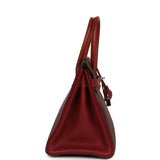 Pre-owned Hermes Birkin 30 Rouge H Sombrero, Epsom and Clemence Palladium Hardware