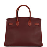 Pre-owned Hermes Birkin 30 Rouge H Sombrero, Epsom and Clemence Palladium Hardware