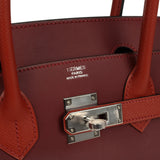 Pre-owned Hermes Birkin 30 Rouge H Sombrero, Epsom and Clemence Palladium Hardware