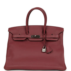 Pre-owned Hermes Birkin 35 Bois De Rose Clemence Palladium Hardware