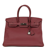 Pre-owned Hermes Birkin 35 Bois De Rose Clemence Palladium Hardware