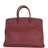 Pre-owned Hermes Birkin 35 Bois De Rose Clemence Palladium Hardware