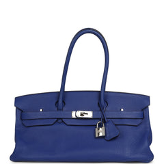 Vintage Hermes Shoulder Birkin 42 JPG Bleu Electric Togo Palladium Hardware