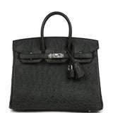Hermes Birkin 25 Black Ostrich Palladium Hardware