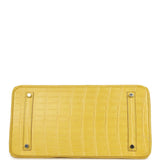 Pre-owned Hermes Birkin 35 Mimosa Matte Alligator Palladium Hardware