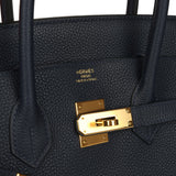 Pre-owned Hermes Birkin 35 Bleu Nuit Togo Gold Hardware