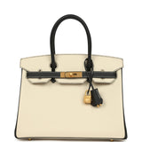 Hermes Special Order (HSS) Birkin 30 Craie and Black Epsom Brushed Gold Hardware