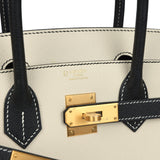 Hermes Special Order (HSS) Birkin 30 Craie and Black Epsom Brushed Gold Hardware