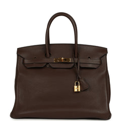 Pre-owned Hermes Birkin 35 Cacao Clemence Gold Hardware