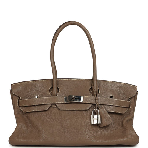 Vintage Hermes Shoulder Birkin 42 JPG Etoupe Clemence Palladium Hardware