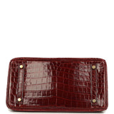 Pre-owned Hermes Birkin 30 Bourgogne Shiny Niloticus Crocodile Gold Hardware