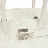 Hermes Special Order (HSS) Birkin 30 White Clemence Brushed Palladium Hardware