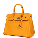 Pre-owned Hermes Birkin 35 Jaune D'or Candy Epsom Palladium Hardware