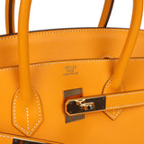 Pre-owned Hermes Birkin 35 Jaune D'or Candy Epsom Palladium Hardware