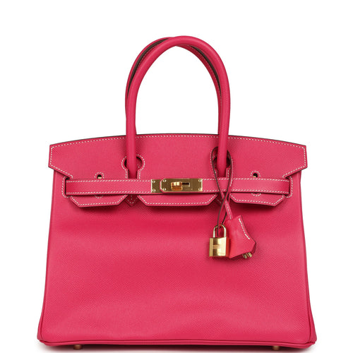 Pre-owned Hermes Birkin 30 Rose Tyrien Epsom Gold Hardware