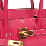 Pre-owned Hermes Birkin 30 Rose Tyrien Epsom Gold Hardware