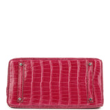 Pre-owned Hermes Birkin 35 Rose Tyrien Shiny Porosus Crocodile Palladium Hardware