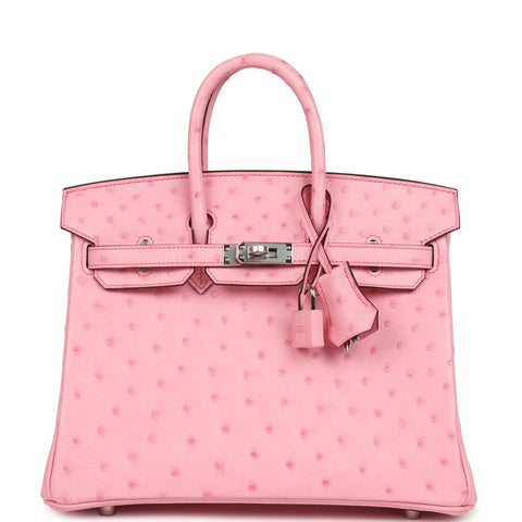 Hermes Birkin 25 Bubblegum Ostrich Palladium Hardware