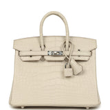 Hermes Birkin 25 Beton Matte Alligator Palladium Hardware - Thumbnail View 1