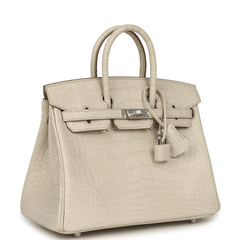 Hermes Birkin 25 Beton Matte Alligator Palladium Hardware