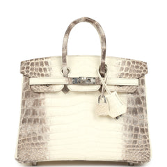 Hermes Birkin 25 Himalaya Niloticus Crocodile Palladium Hardware