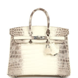 Hermes Birkin 25 Himalaya Niloticus Crocodile Palladium Hardware - Thumbnail View 1