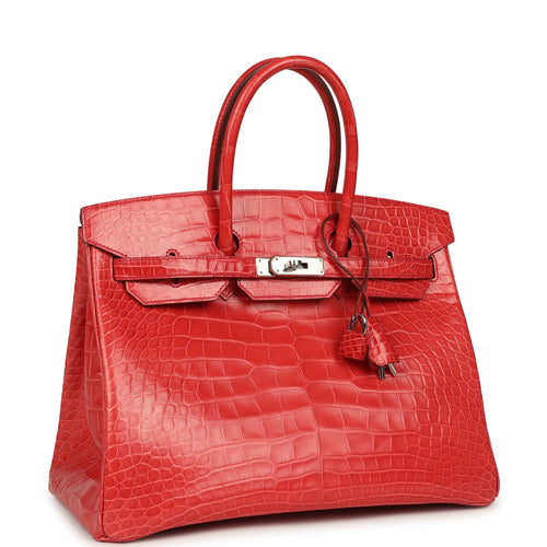 Pre-owned Hermes Birkin 35 Bougainvillea Matte Alligator Palladium Hardware