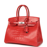 Pre-owned Hermes Birkin 35 Bougainvillea Matte Alligator Palladium Hardware - Thumbnail View 5
