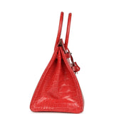 Pre-owned Hermes Birkin 35 Bougainvillea Matte Alligator Palladium Hardware - Thumbnail View 3