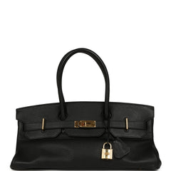 Vintage Hermes Shoulder Birkin 42 JPG Black Clemence Gold Hardware