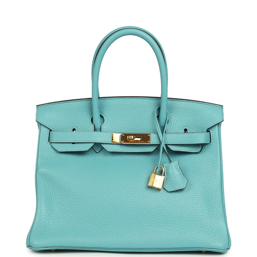 Pre-owned Hermes Birkin 30 Bleu Saint-Cyr Clemence Gold Hardware