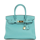 Pre-owned Hermes Birkin 30 Bleu Saint-Cyr Clemence Gold Hardware