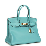 Pre-owned Hermes Birkin 30 Bleu Saint-Cyr Clemence Gold Hardware