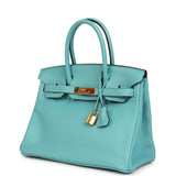 Pre-owned Hermes Birkin 30 Bleu Saint-Cyr Clemence Gold Hardware