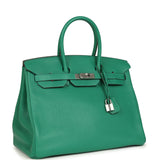 Pre-owned Hermes Birkin 35 Vert Vertigo Verso Clemence Palladium Hardware