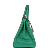 Pre-owned Hermes Birkin 35 Vert Vertigo Verso Clemence Palladium Hardware