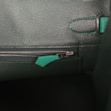 Pre-owned Hermes Birkin 35 Vert Vertigo Verso Clemence Palladium Hardware
