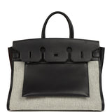 Hermes Birkin 35 A L'Envers Black-Ecru Toile H Canvas and Black Volupto Palladium Hardware