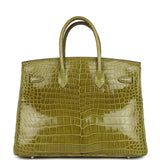Pre-owned Hermes Birkin 35 Vert Anis Shiny Porosus Crocodile Palladium Hardware - Thumbnail View 4