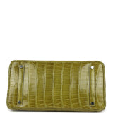 Pre-owned Hermes Birkin 35 Vert Anis Shiny Porosus Crocodile Palladium Hardware - Thumbnail View 6