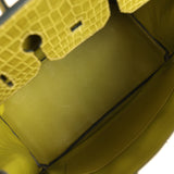 Pre-owned Hermes Birkin 35 Vert Anis Shiny Porosus Crocodile Palladium Hardware - Thumbnail View 8